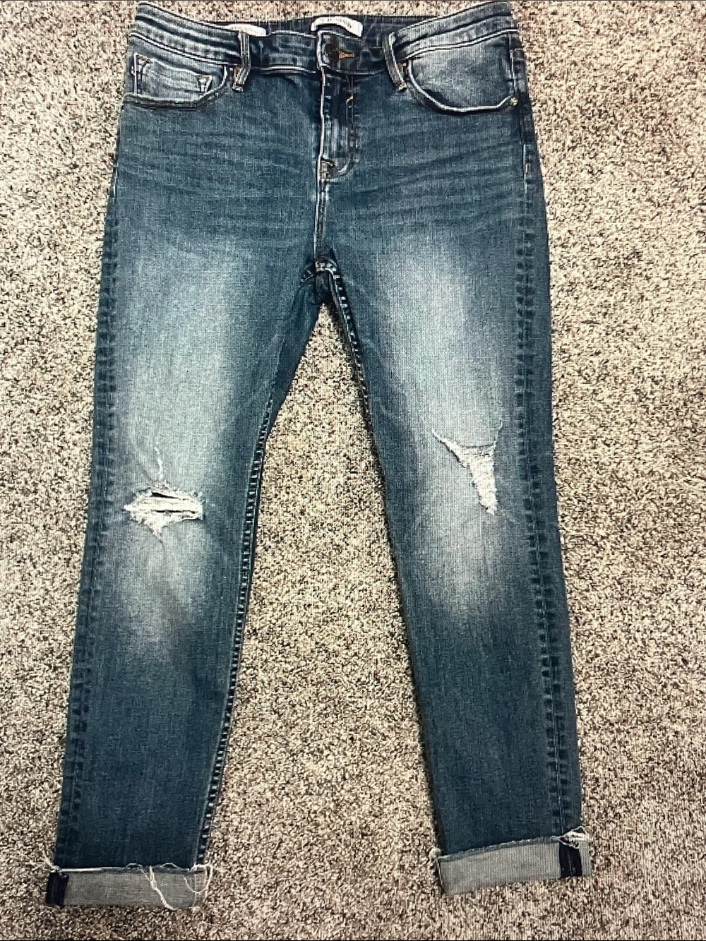 Vigoss Faded Blue Distressed Cuffed Skinny Jeans
